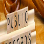 public records loophole concept with legal gavel and document blocks labeled public records